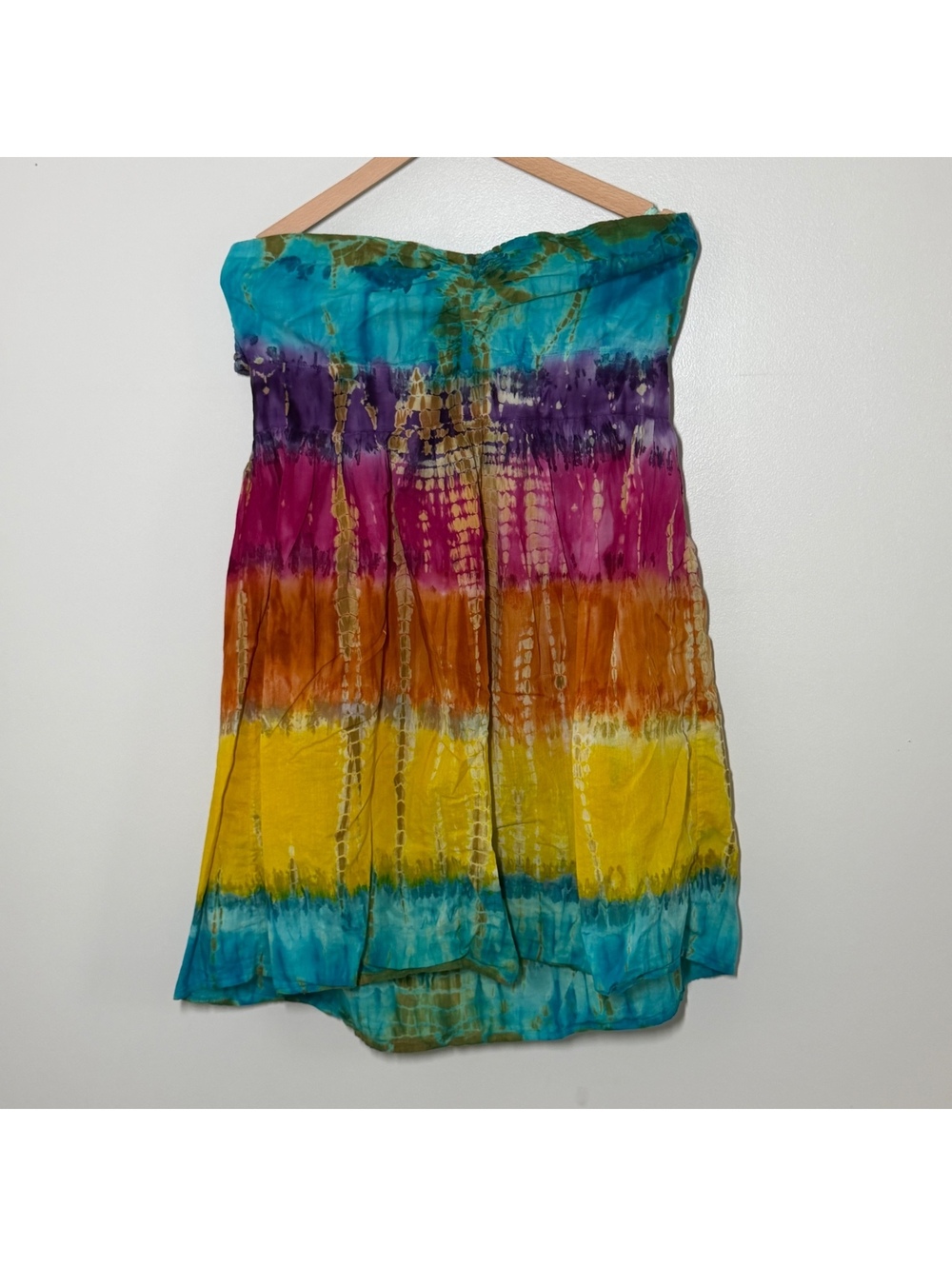 Cute Options XL Rainbow Tie Dye Convertible Strapless Boho Sundress Y2K